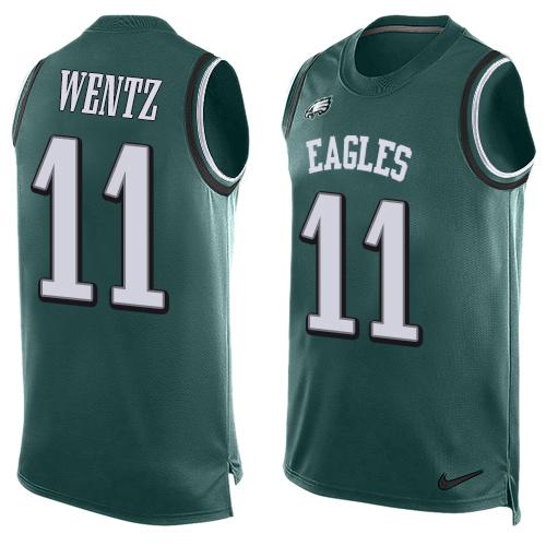 Nike Eagles #11 Carson Wentz Midnight Green Team Color Men's Stitched NFL Limited Tank Top Jersey